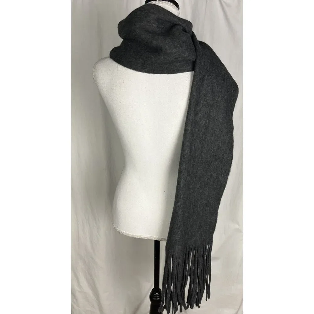 $69.50 Lucky Brand‎ Solid Brushed Scarf Fringe ONE SIZE Gray.